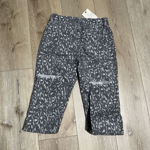 Easel Gray Camo Animal Print Jeans Cropped Size Small Frayed Hem New NWT - Picture 5 of 8